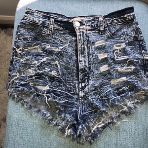 Distressed High Waist Shorts